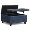 Harrison - Small Square Coffee Table Storage Ottoman - Blue - Image 2