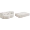 Modern Floor Sofa With 2 Pillows, Convertible Teddy Fabric Foam Filled Sleeper Sofa Bed, Full Size Folding Mattress For Living Room Guest Bed, Playroom, No Assembly Required - Beige - Image 12