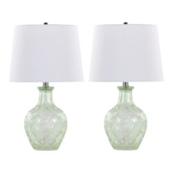 Gloria - Round Contemporary Lamp (Set of 2) - Clear Recycled Spanish / Chrome / White
