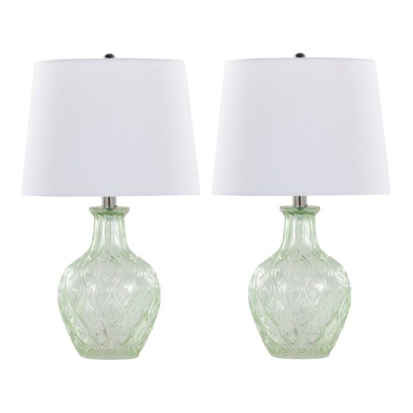 Gloria - Round Contemporary Lamp (Set of 2) - Clear Recycled Spanish / Chrome / White