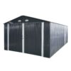 Outdoor Storage Shed Metal Garage Shed For Car, Bike, Lawnmower Backyard Tool House Building 2 Doors And 4 Vents - Black - Image 5