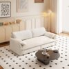 Queen Pull Out Sofa Bed, 3 In 1 Convertible Sleeper Sofa With Side Storage Multifunctional Velvet Loveseat Bed For Living Room - Beige - Image 5