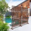 Outdoor & Indoor Privacy Screen Metal Privacy Screen, Freestanding Decorative Privacy Screen For Deck Balcony Patio - Rust Red - Image 14
