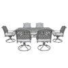 Outdoor 7 Piece Aluminum Dining Set With Cushion With Swivel And Rocking Chairs - Golden Gauze - Image 3