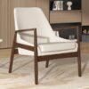 Accent Chair, Mid-Century Modern Armchair With Solid Wood Frame, Reading Leisure Chair With High Back For Living Room - Beige - Image 6