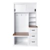 Modern Entryway Bench With Coat Rack, 3 Shelves And Drawers, 3 Sturdy Hooks, Wide Hall Tree With Storage Bench For Hallway - White - Image 7