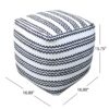 Lani - Handcrafted Fabric Pouf, Durable Cotton Square - Natural / Black - Image 2