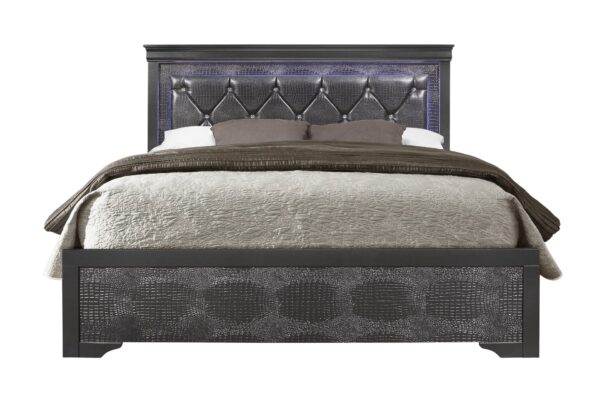 Shaker - Full Bed With LED - Metallic Gray
