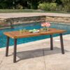 Della - Modern Industrial Dining Table With Acacia Wood Top - Teak - Image 3
