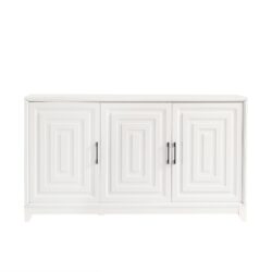 TV Stand For TVs Up To 65", Modern Entertainment Center Media Console Cabinet With 2 Spacious Storage Space - White