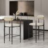 Counter Height Upholstered Bar Stools With Backs And Iron Legs For Kitchen Island (Set of 2) - Beige - Image 2