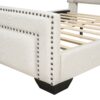 Queen Size Upholstered Bed With Slats Support, No Box Spring Needed - Beige - Image 7