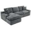 Cloud Sectional Sofa Upholstered Sofa Couch With Double-Layer Cushion And Side Pockets, Free Combined Sectional Sofa Full Compressed Sofa For Living Room - Gray - Image 19