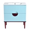 Bathroom Vanity Cabinet With Ceramic Sink Combo Set, Frame Modern Bathroom Storage Cabinet With 2 Drawers - Blue - Image 10