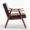 Accent Chair, Classic Mid - Century Modern Living Room Furniture For Extra Seating - Dark Brown - Image 2