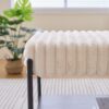 Upholstered Ottoman Coffee Table Foot Rest With Metal Legs And Open Storage - Beige - Image 12