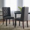 Elegant Tufted Dining Chair (Set of 2) With High Backrest - Dark Gray - Image 2