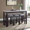 Necalli - Marble Top Weathered 4 Piece Pack Counter Height Table Set - Espresso - Image 3