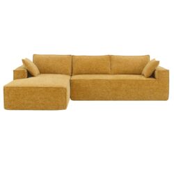 2 Pices Free Combination Minimalist Style Modular Sectional, Wrinkle Resistant Couch Set L Shaped Compressed Sofa For Living Room - Yellow