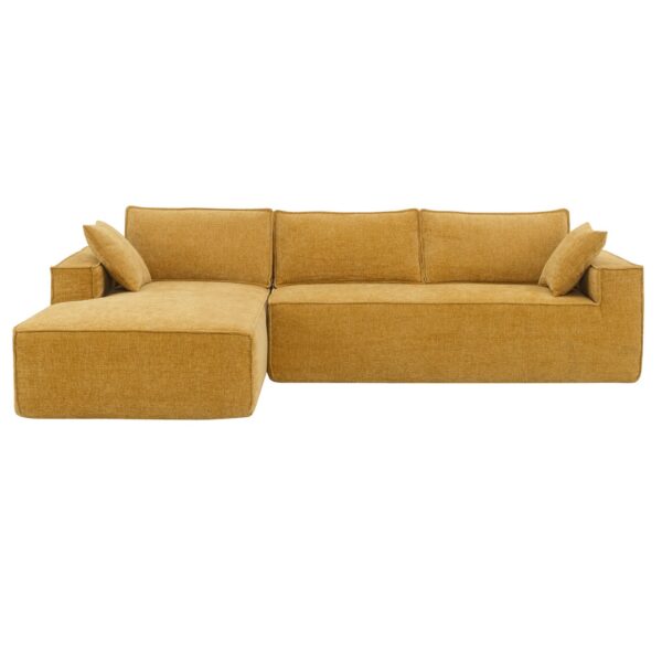 2 Pices Free Combination Minimalist Style Modular Sectional, Wrinkle Resistant Couch Set L Shaped Compressed Sofa For Living Room - Yellow