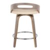 Cassis - Mid-Century Modern Fixed Height Counter Stool With Swivel With Round Footrest (Set of 2) - Light Gray / Cream - Image 5