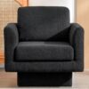 360° Modern Swivel Accent Chair Round Armchair, Thick Padded Single Lounge Sofa Upholstered Comfy - Black - Image 12