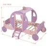Twin Size Princess Carriage Bed With Crown, Platform Car Bed With Stair - Purple / Pink - Image 7