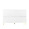 3 Door Large Storage Sideboard With Handles For Kitchen, Dining Room And Living Room, Accent Buffet Cabinet, Coffee Bar Sideboard Cabinet With 3 Doors - White / Gold - Image 17