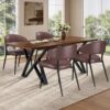 5 Pieces Contemporary Dining Set With Table - Brown / Black / Walnut - Image 2