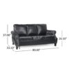 Contemporary 3 Seater Sofa With Nailhead Trim - Black - Image 2