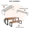 3 Pieces Outdoor Dining Table With 2 Benches, Patio Dining Set With Unique Top Texture, Acacia Wood Top & Steel Frame, All Weather Use, For Outdoor & Indoor - Natural - Image 9