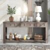 Hearth & Haven Clara - Console Table With Storage Drawers And Bottom Shelf Wash - Gray Wash - Image 5