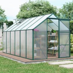 6X12 Ft Polycarbonate Greenhouse Raised Base And Anchor Aluminum Heavy Duty Walk-In Greenhouses For Outdoor Backyard In All Season - Green
