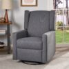 Landau - Contemporary Fabric Upholstered Swivel Recliner - Charcoal - Image 2