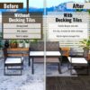 Acacia Hardwood Interlocking Deck Tiles, Striped Pattern - Dark Brown - Image 15