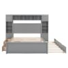 Queen Size Bed With All In One Cabinet, Shelf And Sockets, Twin Long Trundle - Gray - Image 4