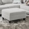 Classic Ottoman With Cushioned Top And Birch Wood Legs - Gray - Image 5