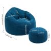 Bedding Bean Bag Sofa Chair High Pressure Foam Bean Bag Chair Adult Material With Padded Foam Padding Compressed Bean Bag With Footrest - Blue - Image 25