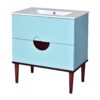 Bathroom Vanity Cabinet With Ceramic Sink Combo Set, Frame Modern Bathroom Storage Cabinet With 2 Drawers - Blue - Image 15