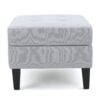 Contemporary Storage Ottoman With Tufted Waffle Stitching - Light Gray - Image 8
