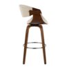 Curvini Mid-Century Modern Fixed Height Barstool With Swivel (Set of 2) - Walnut / Cream - Image 3
