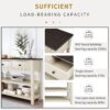 Retro Design Console Table With Two Open Shelves, Pine Frame And Legs For Living Room - Espresso / Beige - Image 7