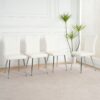 Modern Dining Chair (Set of 4), Cloth Upholstered, Electroplated Metal Legs, Versatile For Home Use - White - Image 4