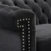 Chesterfield Style 3 Seater Sofa With Deep Button Tufting - Black - Image 12