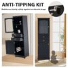 Tall Bathroom Storage Cabinet With Glass Doors, Free-Standing, Two Drawers, And Adjustable Shelves, MDF Board, Painted Perfect For Displaying Your Favorite Items - Black - Image 7