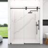 Frameless Single Sliding Shower Door Clear Tempered Glass - Matte Black - Image 2