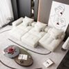 Modern Oversized Modular Sectional Sofa, Sparkling Chenille Fabric Soft Cushion Sofa With 6 Pillows, 6 Pieces Diy Combination Tufted Sofa, No Assembly Required - Beige - Image 10