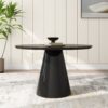 Modern High Gloss Minimalist Round Dining Table - Black - Image 8