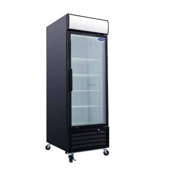 Glass Door Merchandiser Freezer 19.3 Cu.Ft Swing Door Commercial Reach-In Display Freezers With LED Top Panel Upright Freeze Storage - Black
