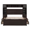 Queen Size Bed With All In One Cabinet, Shelf And Sockets - Espresso - Image 4